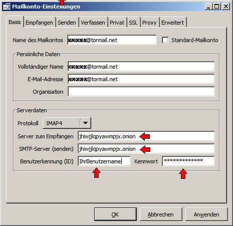 tormail basiseinstellungen tormail basiseinstellungen