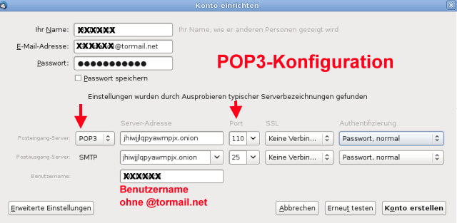 Thunderbird tormail POP3 Config Thunderbird tormail POP3 Config